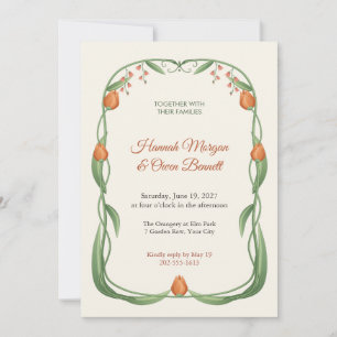 Sinuous Art Nouveau Tendril Wedding Invitation