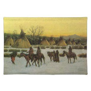 Sioux Camp at Wounded Knee by John Hauser Cloth Placemat