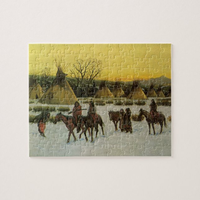 Sioux Camp at Wounded Knee by John Hauser Jigsaw Puzzle (Horizontal)