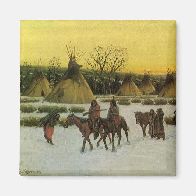 Sioux Camp at Wounded Knee by John Hauser Magnet (Front)