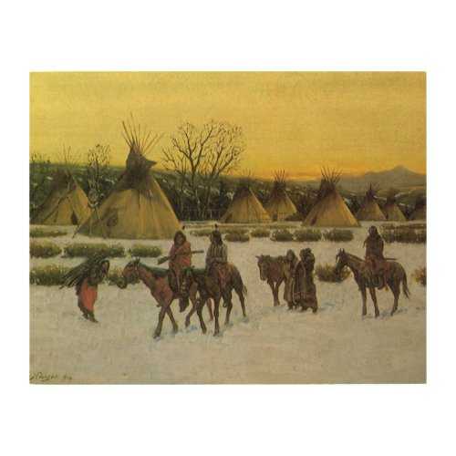 Sioux Camp at Wounded Knee by John Hauser Wood Wall Decor