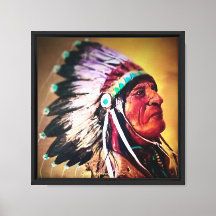 "Sioux Chief" original art Stretched Canvas Print