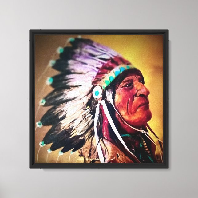 "Sioux Chief" original art Stretched Canvas Print (Front)
