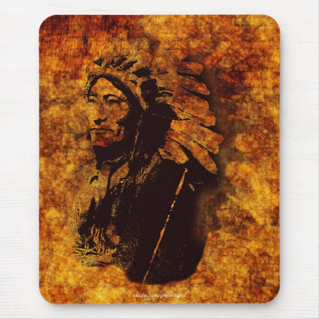 Sioux Chieftain Native American Gift Mousepad (Front)