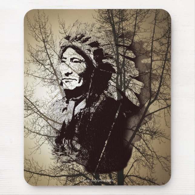Sioux Chieftain Native American Gift Mousepad (Front)