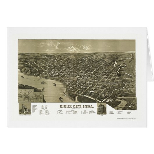 Sioux City, IA Panoramic Map - 1888 Cards (Front Horizontal)
