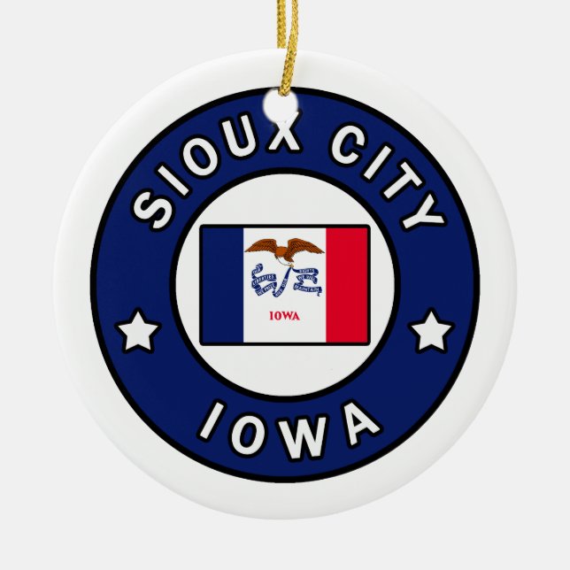 Sioux City Iowa Ceramic Ornament (Front)