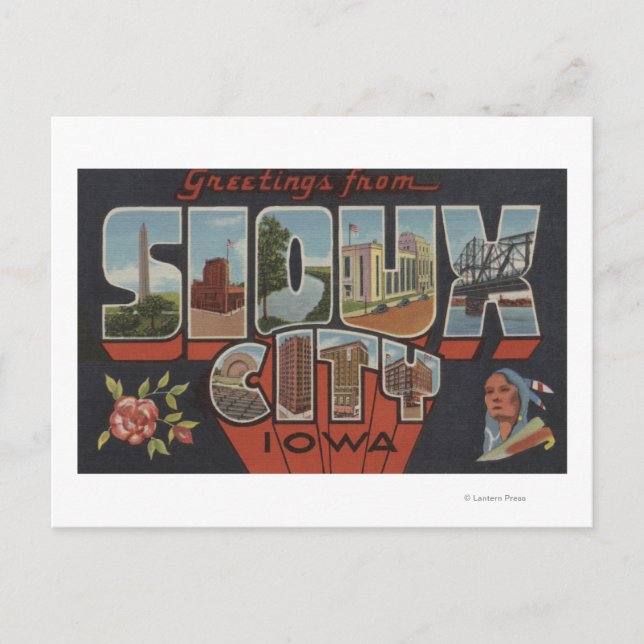 Sioux City, Iowa - Large Letter Scenes Postcard (Front)