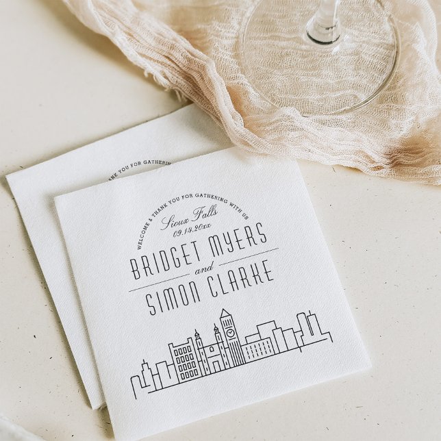 Sioux Falls Deco Skyline | Wedding Event Napkins (Creator Uploaded)