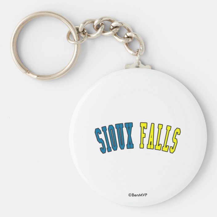 Sioux Falls in South Dakota State Flag Colors Keychain