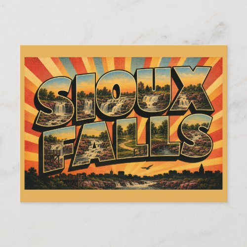 Sioux Falls SD Waterfalls Quartzite Park Art Postcard
