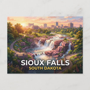 Sioux Falls South Dakota Anime Travel Postcard