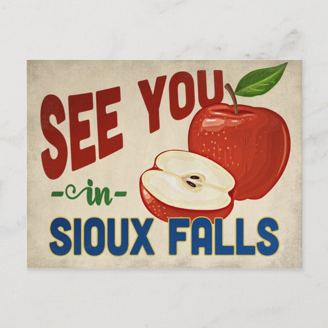 Sioux Falls South Dakota Apple - Vintage Travel Postcard (Front)