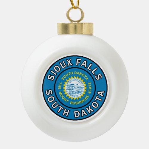 Sioux Falls South Dakota Ceramic Ball Christmas Ornament