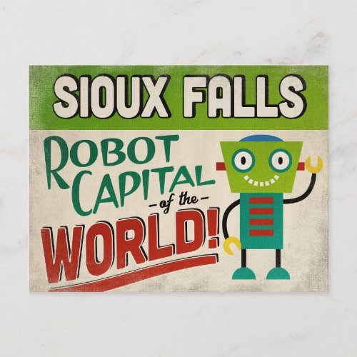 Sioux Falls South Dakota Robot _ Funny Vintage Postcard