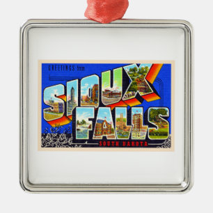 Sioux Falls South Dakota SD Large Letter Postcard Metal Ornament