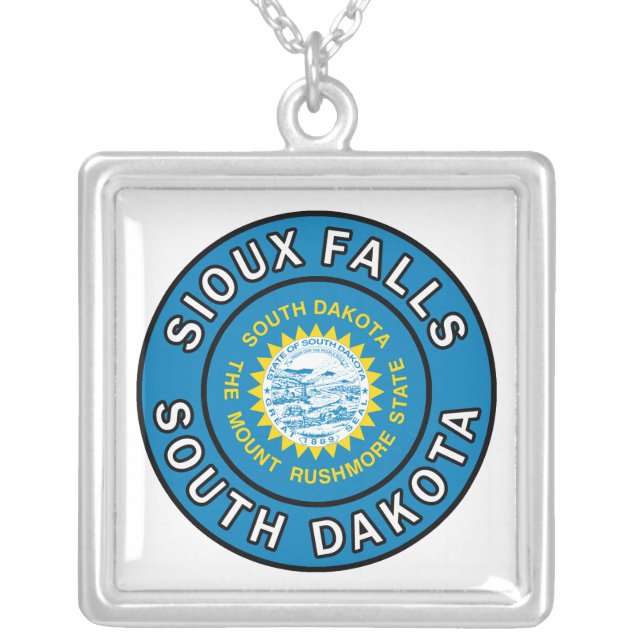 Sioux Falls South Dakota Silver Plated Necklace (Front)