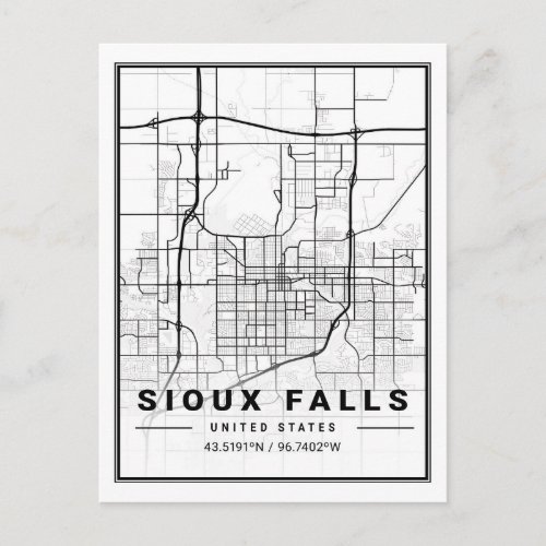 Sioux Falls South Dakota USA Travel City Map Postcard