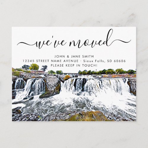 Sioux Falls Waterfall Moving Announcement Postcard