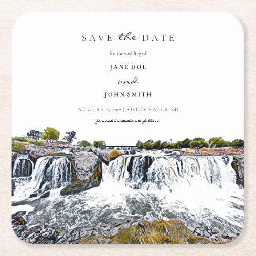 Sioux Falls Waterfall Paper Coaster Save the Date