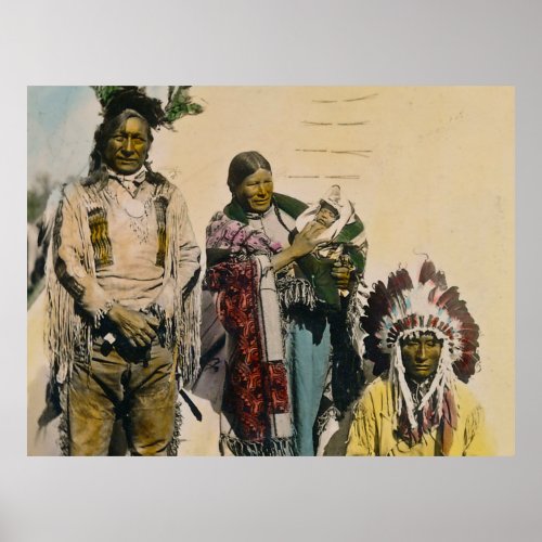 Sioux Indian Grey Eagle and Family Stereoview Post Poster