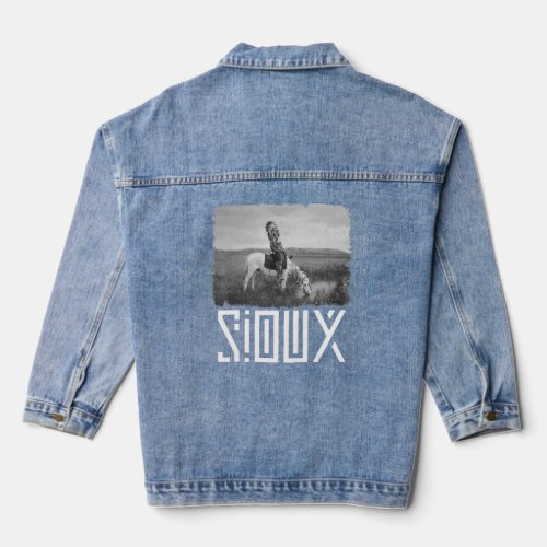 Sioux Indian On Horse Native American Indian Pride Denim Jacket