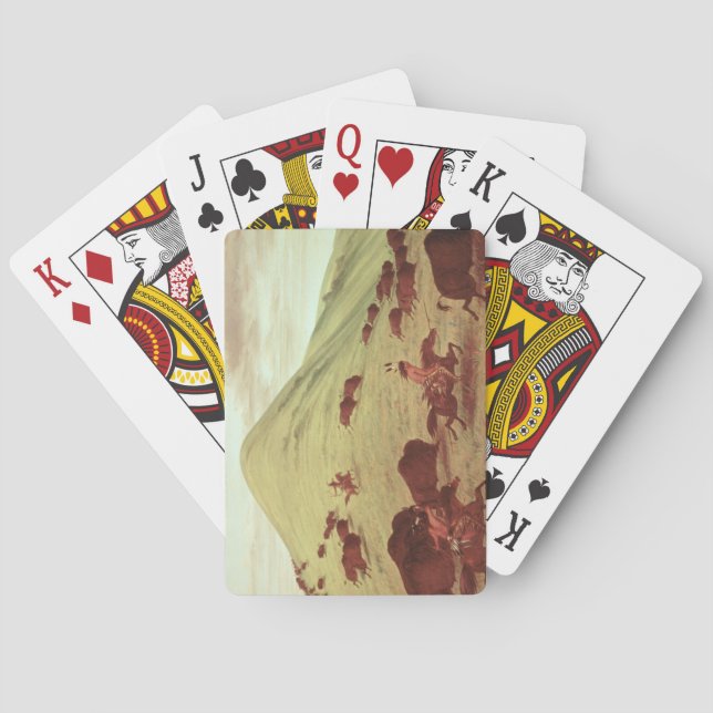 Sioux Indians hunting buffalo, 1835 (oil on canvas Poker Cards (Back)