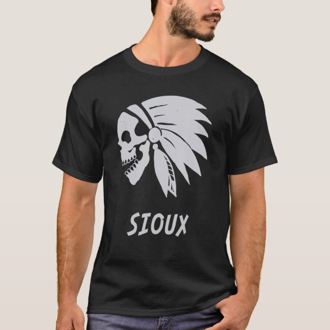 Sioux Native American Indian Born Freedom Evil Sku T-Shirt (Front)