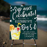 Sip and Celebrate! Fun Cocktail Big 50th Birthday Foam Board<br><div class="desc">Design is composed of playful and fun script typography with sans serif font.</div>