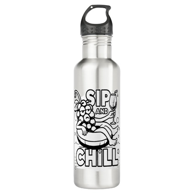 Sip And Chill Stainless Steel Water Bottle (Front)