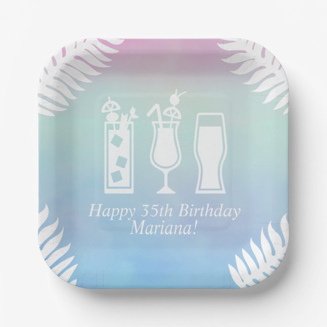 Sip and Dip Pool Party Birthday Party Paper Plates (Front)