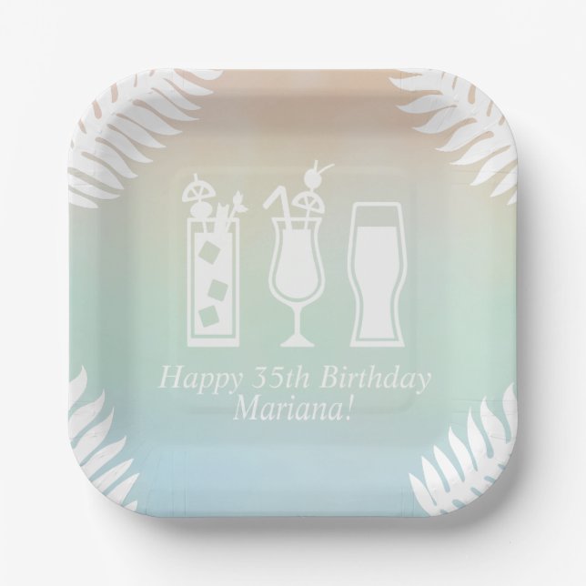 Sip and Dip Pool Party Birthday Party Paper Plates (Front)