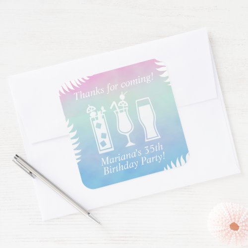Sip and Dip Pool Party Favor Square Sticker