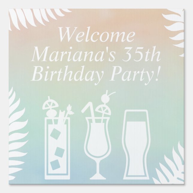 Sip and Dip Pool Party Welcome Yard Sign (Front)
