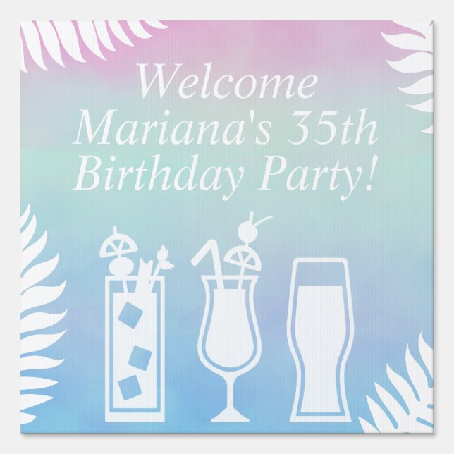 Sip and Dip Pool Party Welcome Yard Sign (Front)