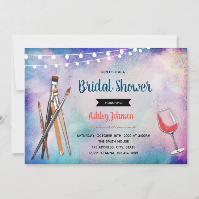 Sip and paint bridal shower invitation Zazzle