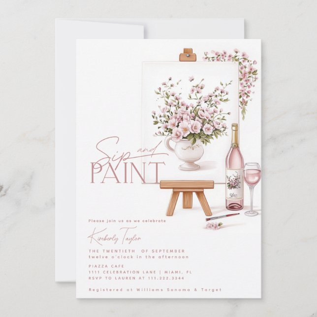 Sip And Paint Bridal Shower Invitation (Front)