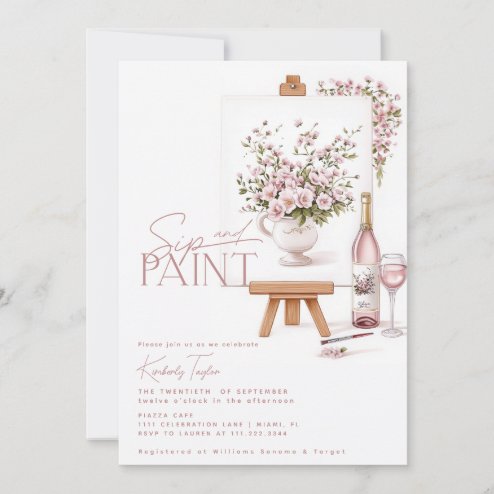 Sip & Paint Bridal Shower Invitation