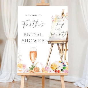Sip and Paint Bridal Shower Welcome Sign: Editable Foam Board