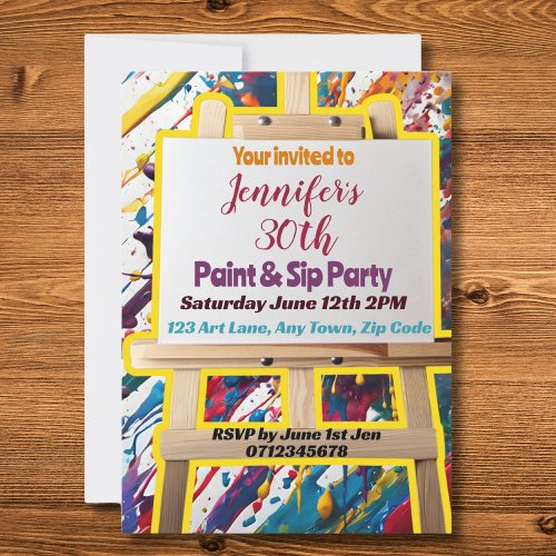 Sip and Paint party art painting arty celebration Invitation