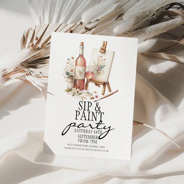 Sip and Paint Party Invitation | Zazzle