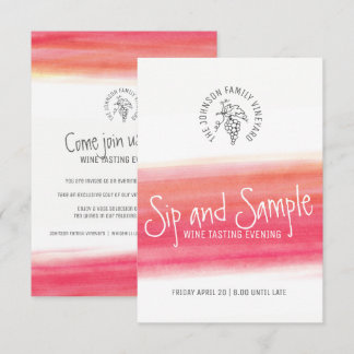 Sip and sample red wine tasting invitations