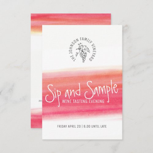 Sip and sample red wine tasting invitations