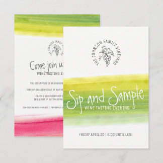 Sip and sample wine tasting invitations