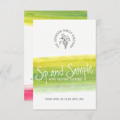 Sip and sample wine tasting invitations