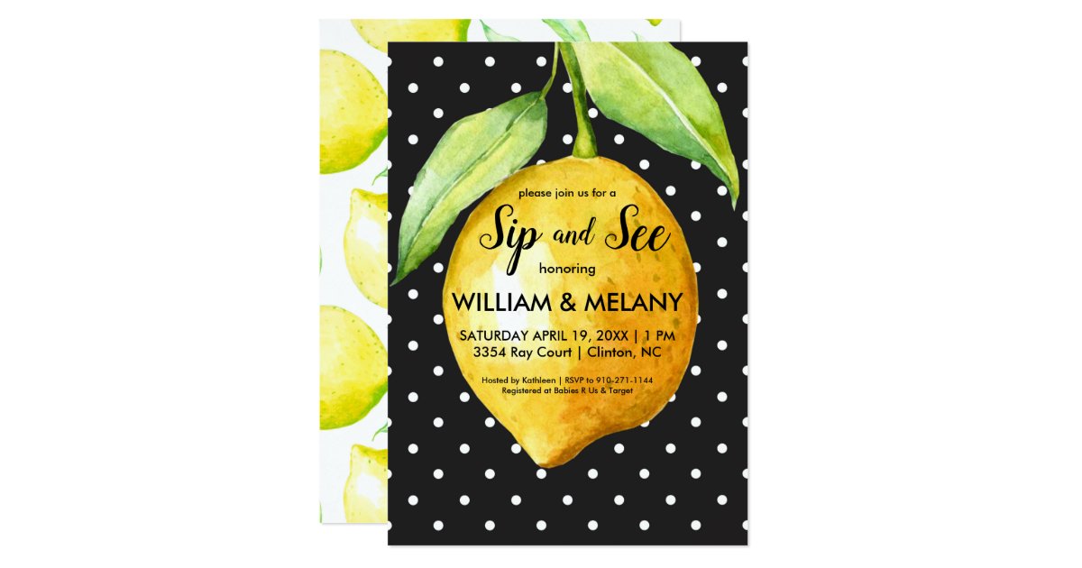 Sip And See A Citrus Coed Baby Shower Invitation Zazzle Com