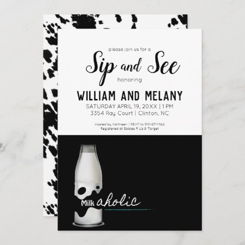Sip and See A Milkaholic Coed Baby Shower Invitation