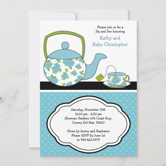 Sip and See Baby Shower Invitation (Front)