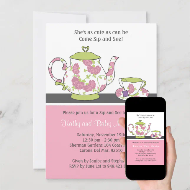 Sip and See Baby Shower Invitation Zazzle