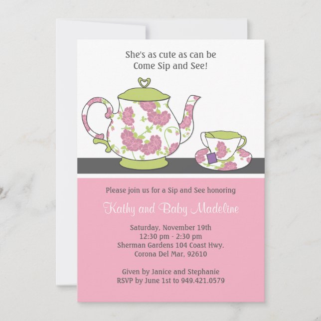 Sip and See Baby Shower Invitation (Front)